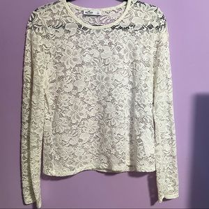 Mesh Flower Long Sleeve Top